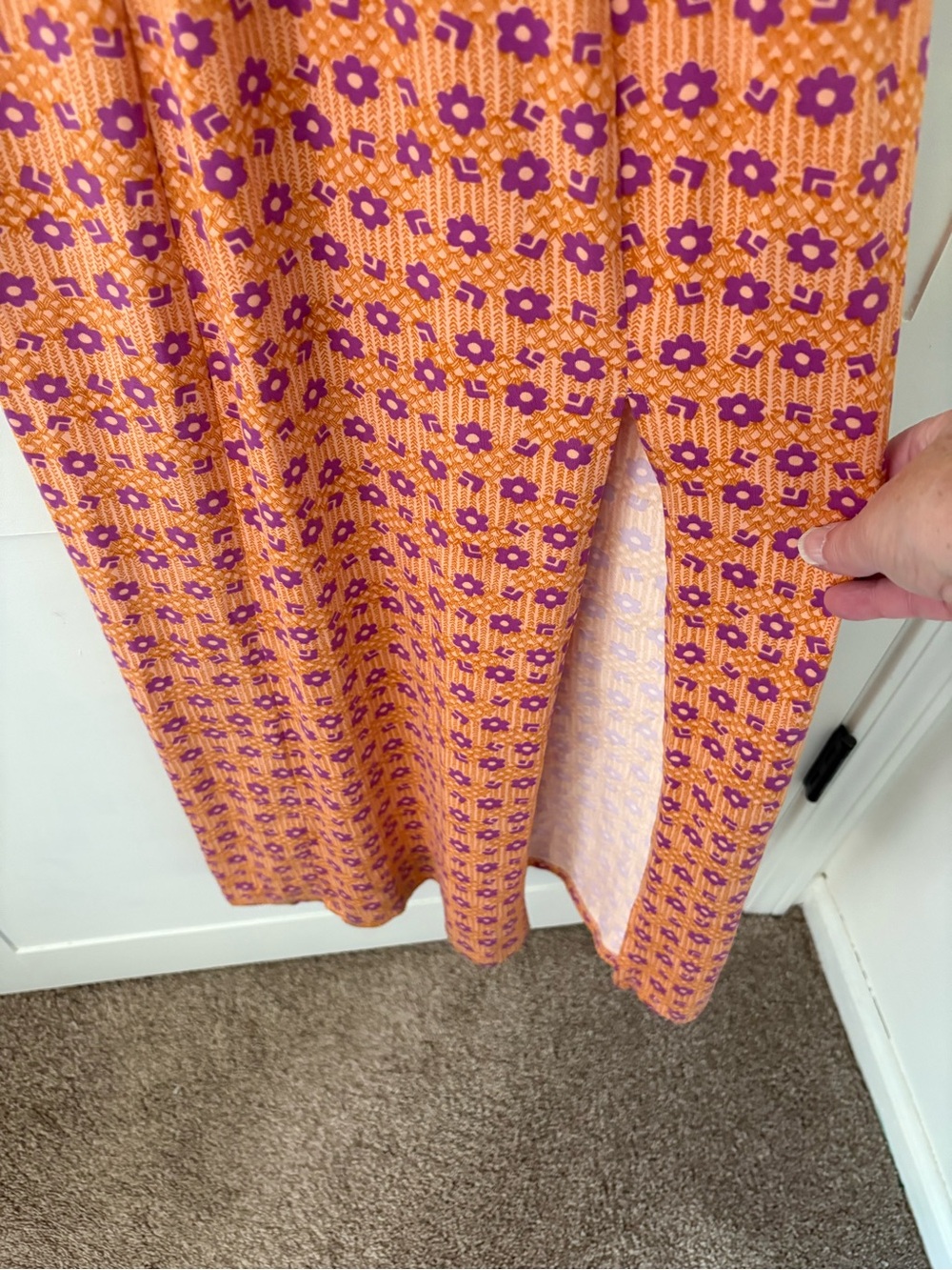 UO Orange Floral Arna Midi Slip Dress. Size XS. - Picture 5 of 14